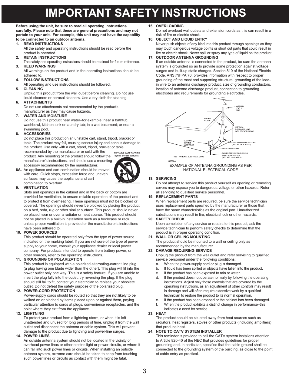 Important safety instructions | Memorex MX4139 User Manual | Page 4 / 38