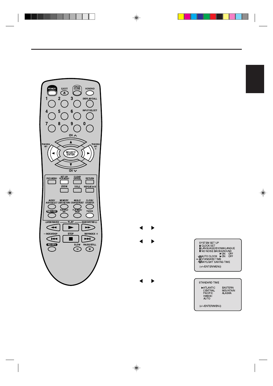 Auto clock setting, English, Time zone setting (standard time) | Memorex MVD4540 User Manual | Page 19 / 61