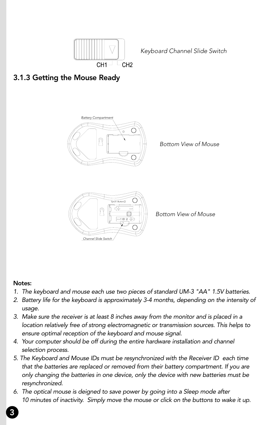 3 getting the mouse ready | Memorex RF7000 User Manual | Page 8 / 24