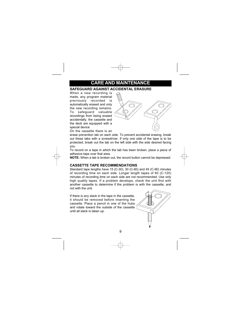 Care and maintenance | Memorex MB2190 User Manual | Page 10 / 13