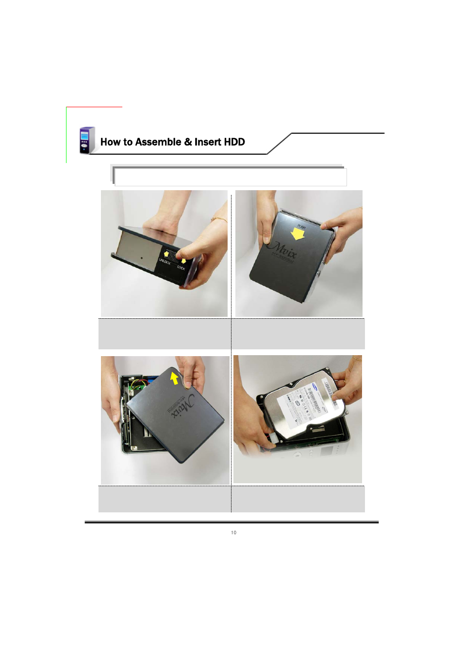How to assemble & insert hdd | Mvix MV-5000U User Manual | Page 10 / 37