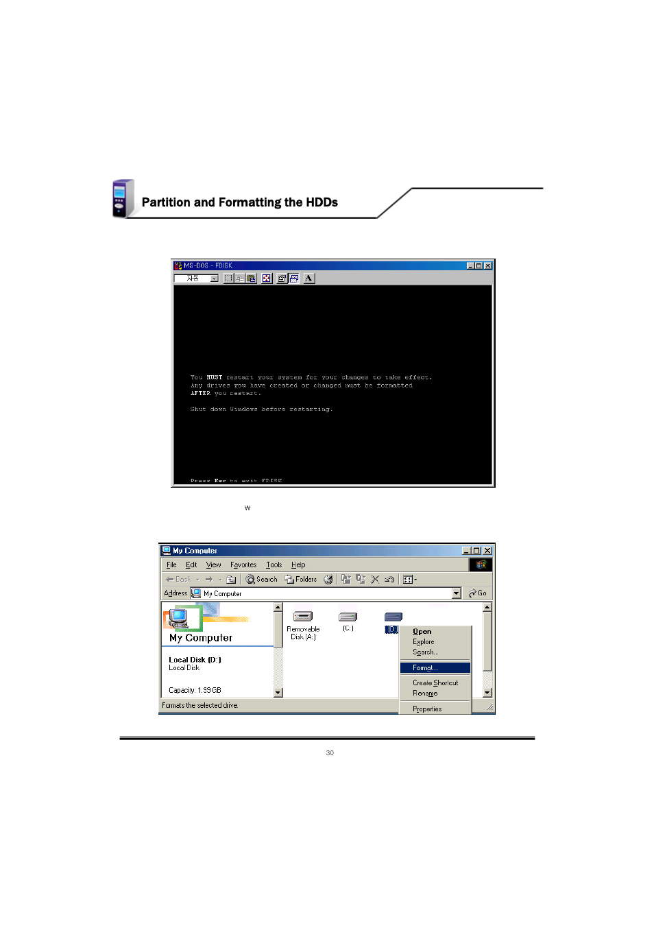 Partition and formatting the hdds | Mvix MV-5000U User Manual | Page 30 / 37
