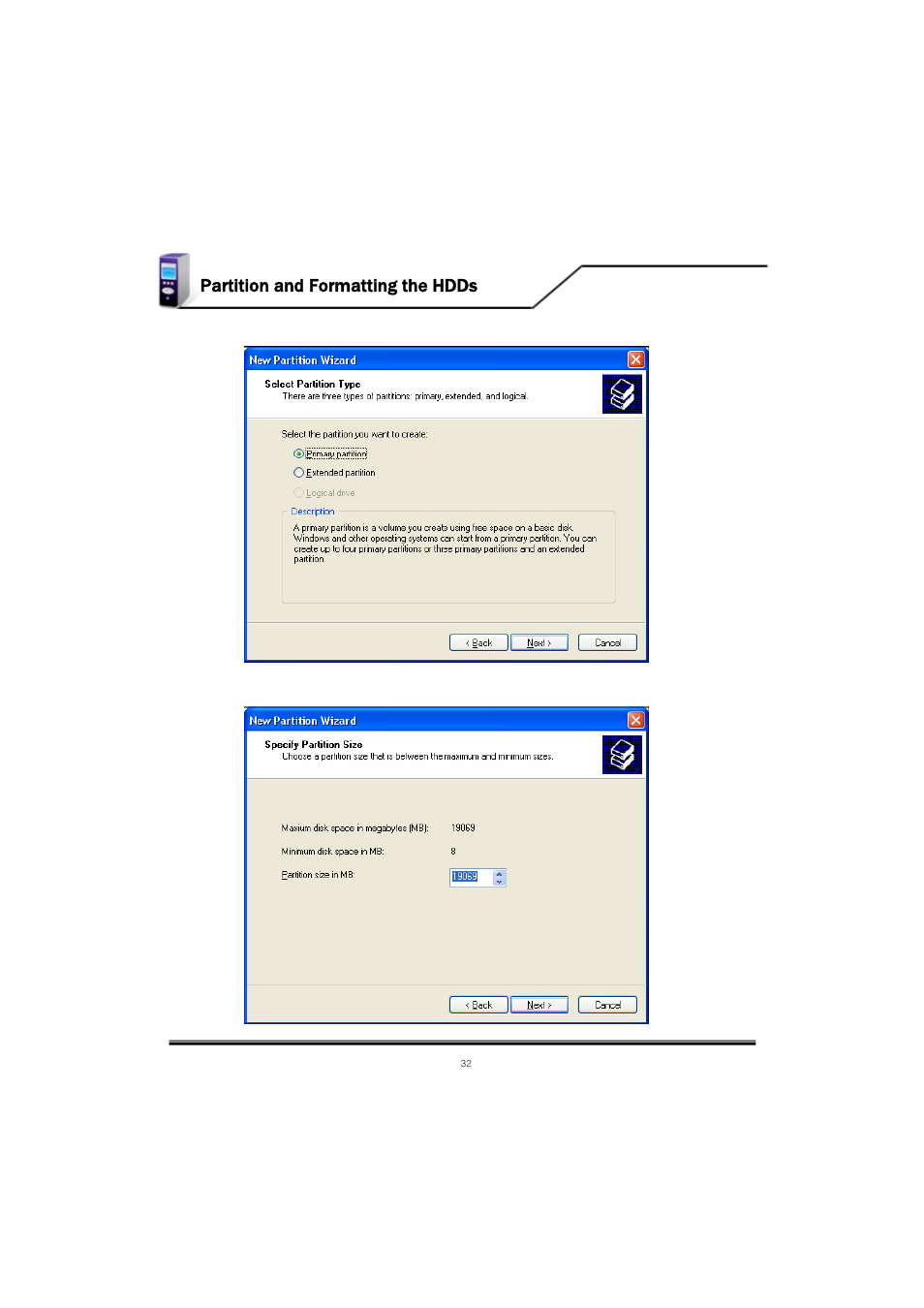 Partition and formatting the hdds | Mvix MV-5000U User Manual | Page 32 / 37