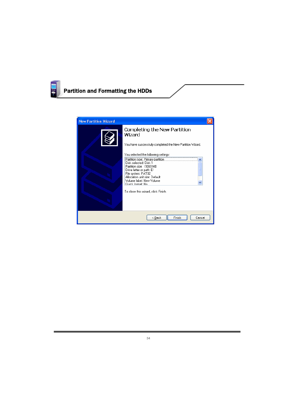 Partition and formatting the hdds | Mvix MV-5000U User Manual | Page 34 / 37