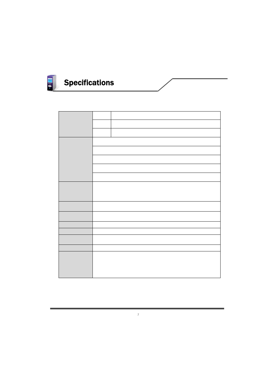 Specifications | Mvix MV-5000U User Manual | Page 7 / 37