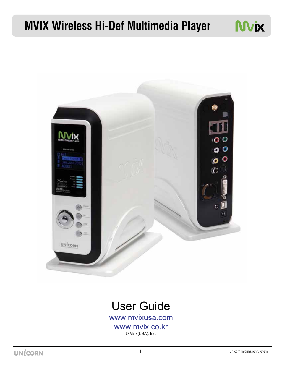 Mvix wireless hi-def multimedia player user guide | Mvix MX-760HD User Manual | Page 2 / 102