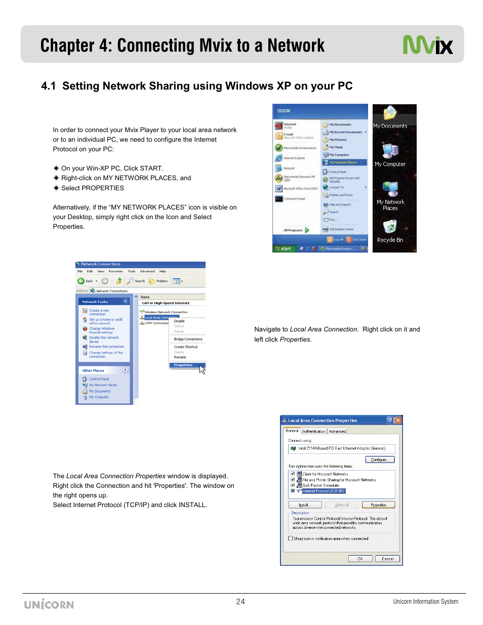 Chapter 4: connecting mvix to a network | Mvix MX-760HD User Manual | Page 25 / 102
