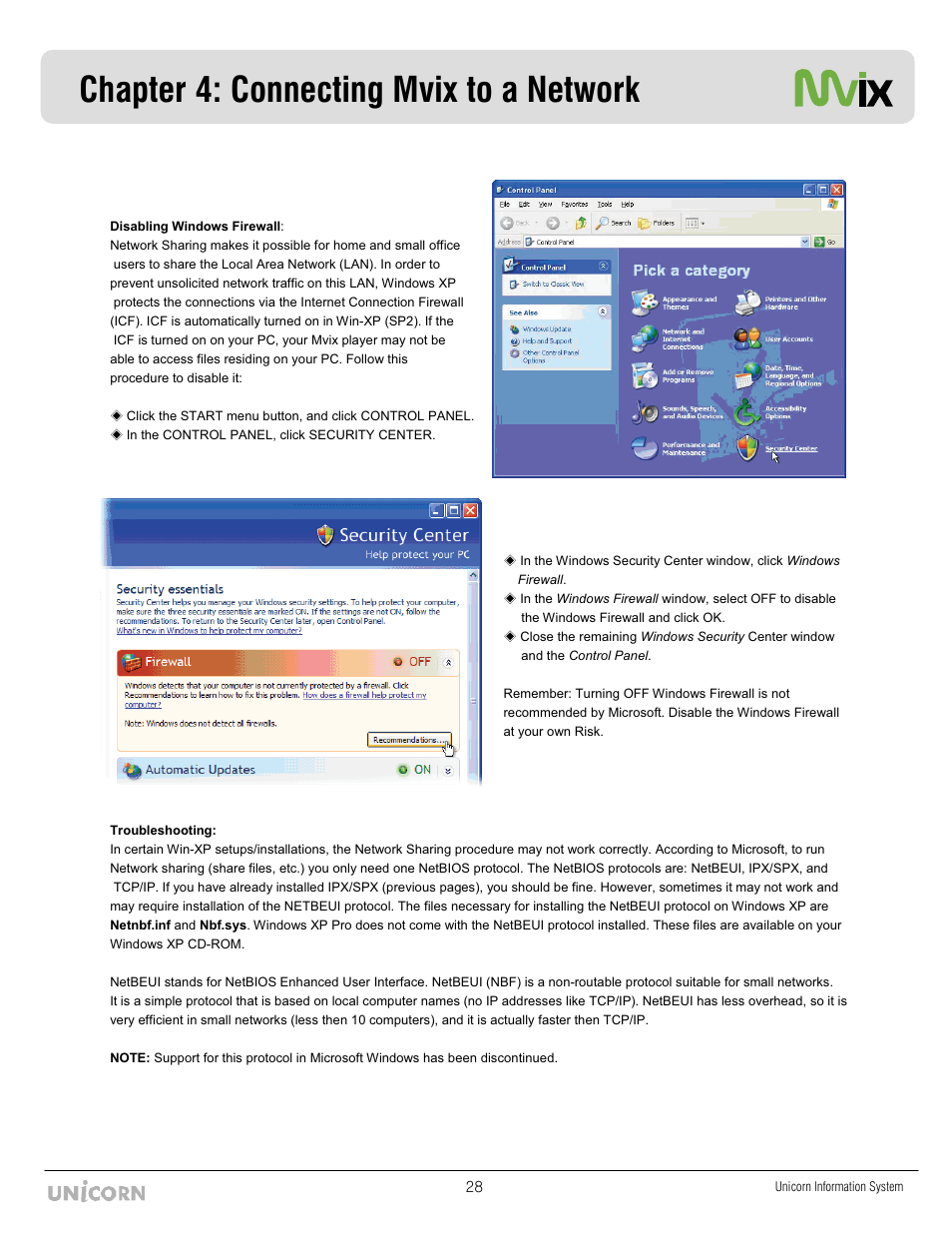 Chapter 4: connecting mvix to a network | Mvix MX-760HD User Manual | Page 29 / 102