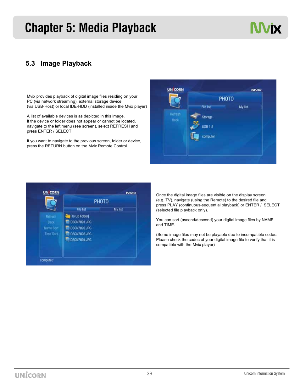 Chapter 5: media playback, 3 image playback | Mvix MX-760HD User Manual | Page 39 / 102