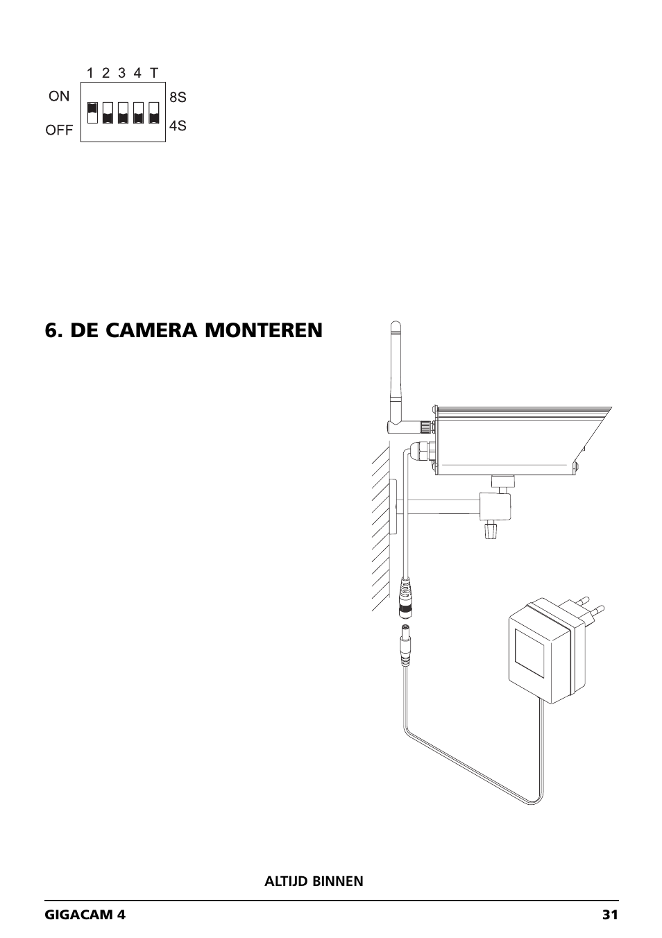 De camera monteren | Marmitek GIGACAM 4 User Manual | Page 31 / 36