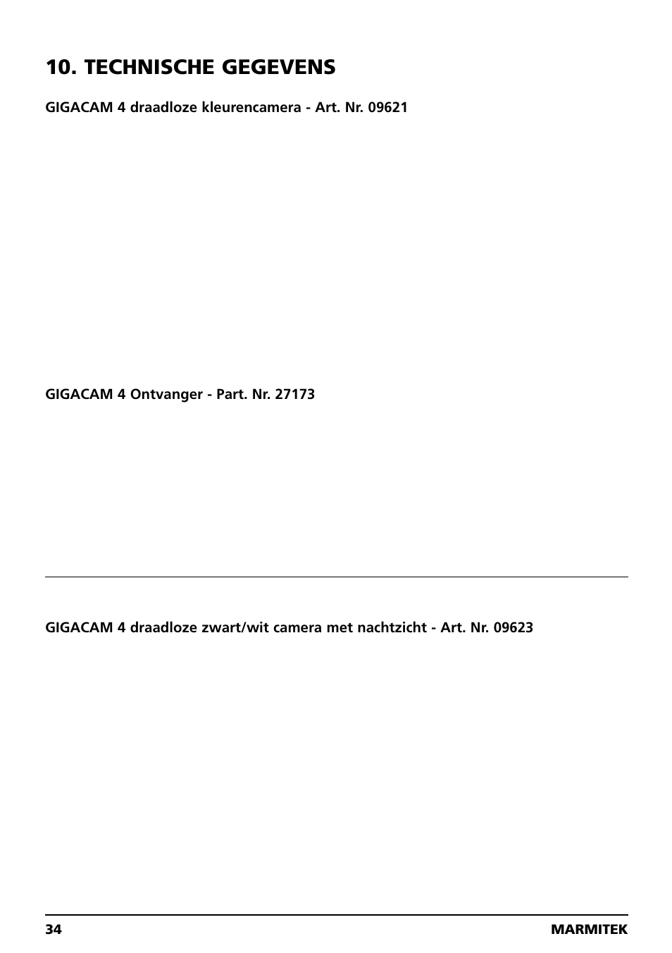 Technische gegevens | Marmitek GIGACAM 4 User Manual | Page 34 / 36