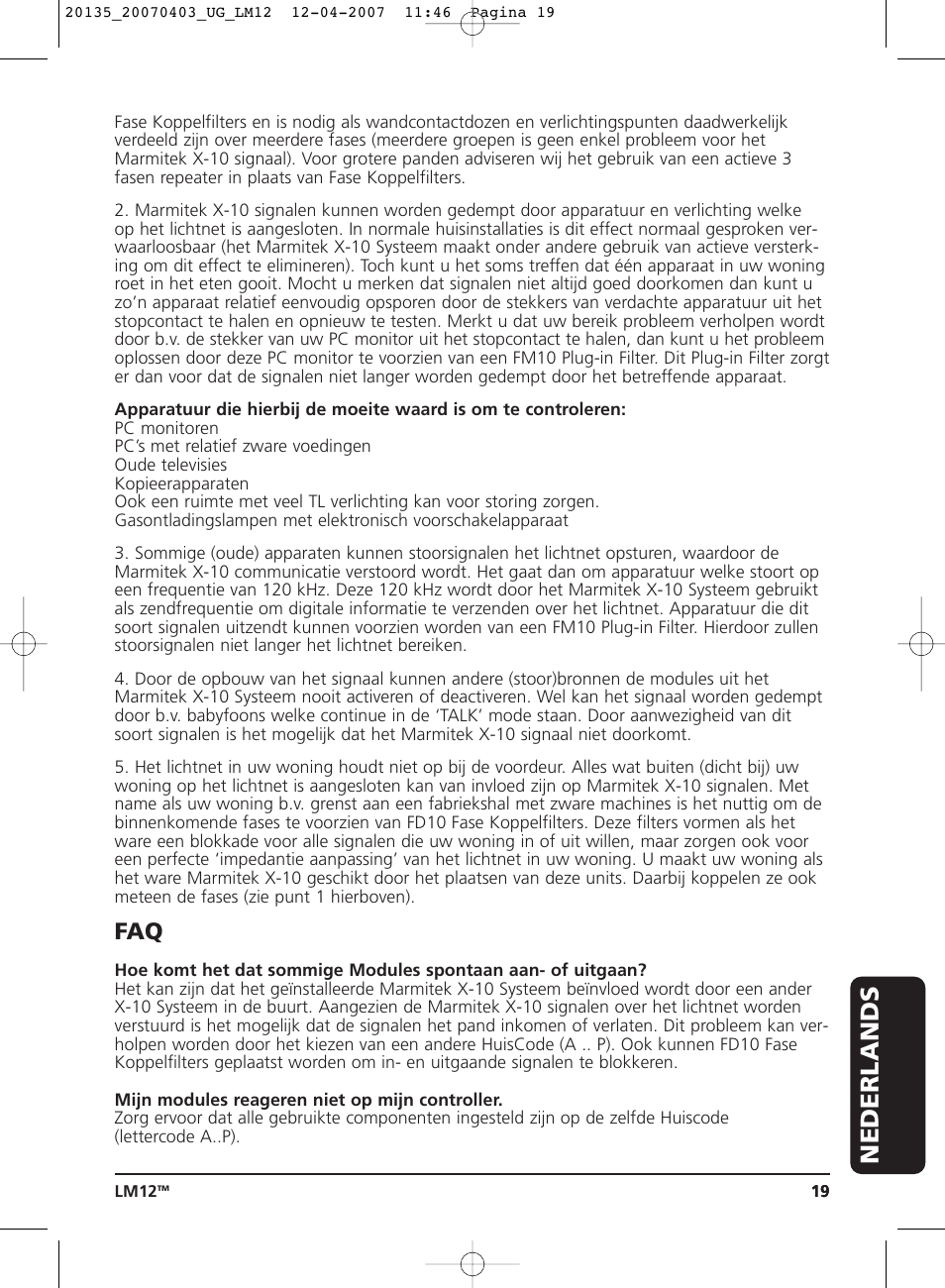 Nederlands | Marmitek LM12 User Manual | Page 19 / 24