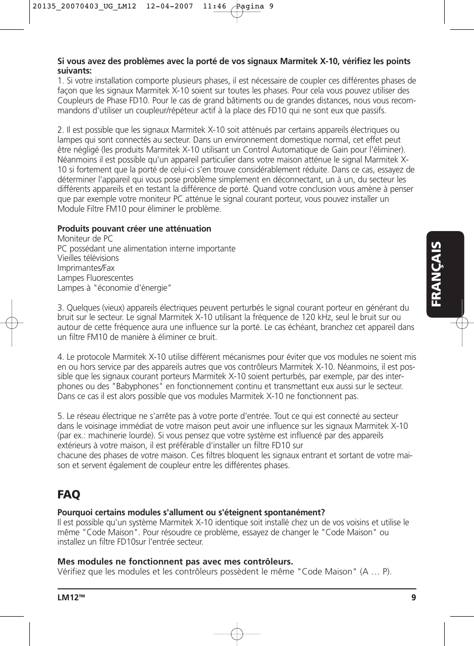 Français | Marmitek LM12 User Manual | Page 9 / 24