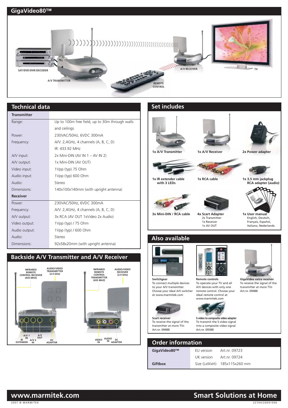 Technical data | Marmitek Stereo Receiver User Manual | Page 2 / 2