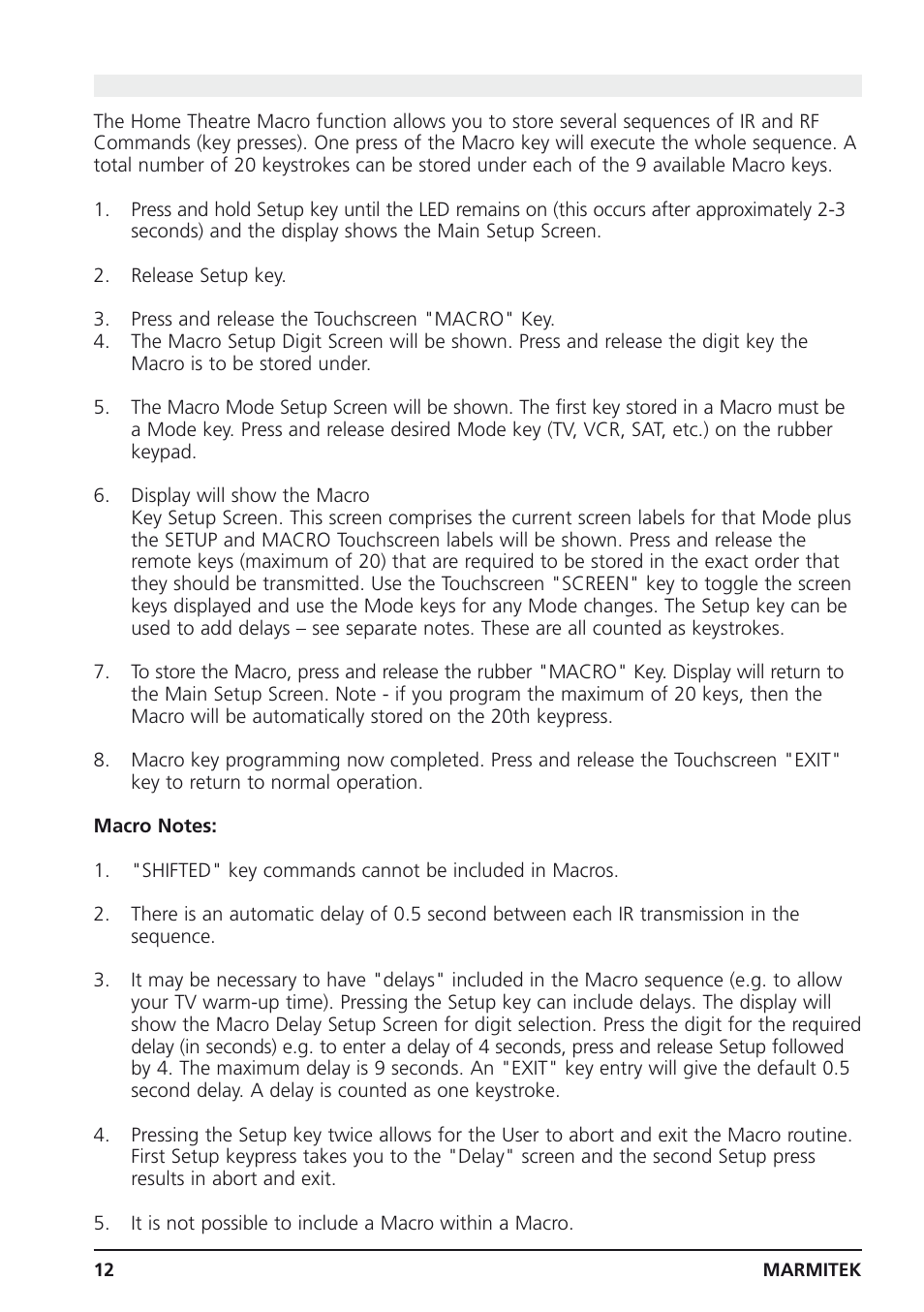 8 programming a macro | Marmitek 25 User Manual | Page 12 / 68