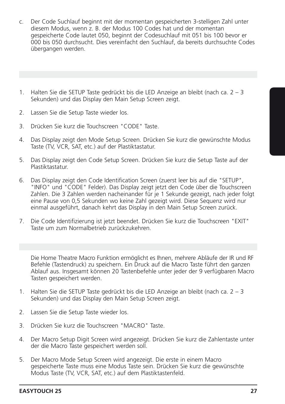 8 programmierung eines makro, Deutsch | Marmitek 25 User Manual | Page 27 / 68