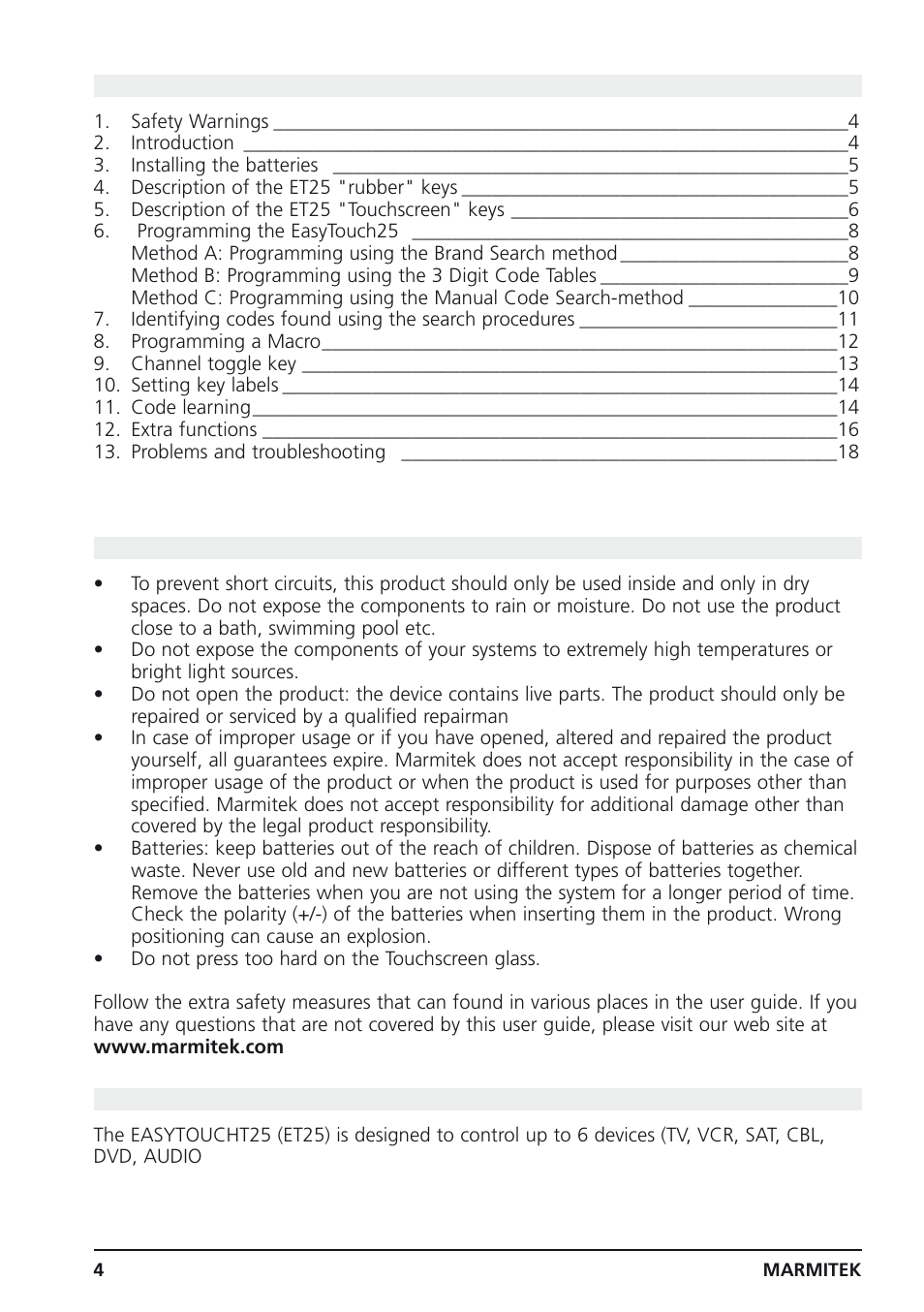 Marmitek 25 User Manual | Page 4 / 68