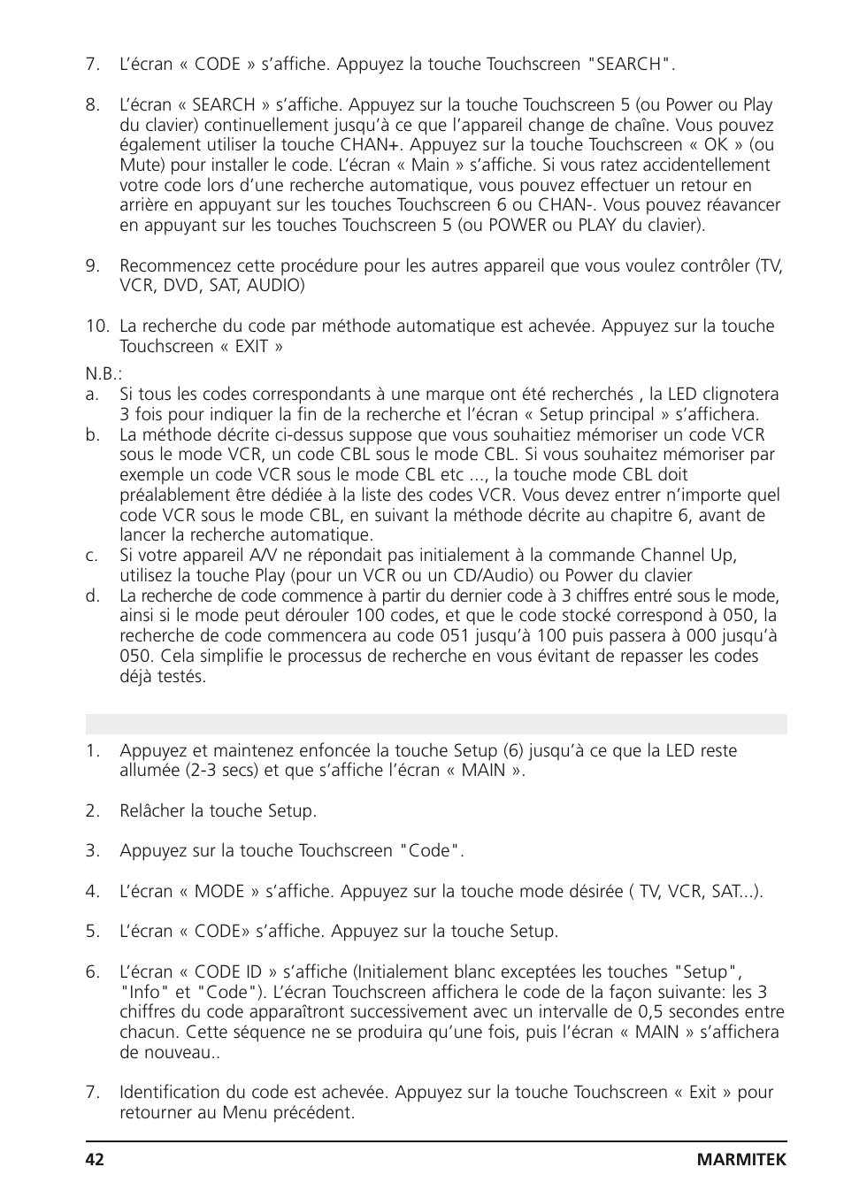 7 identification du code | Marmitek 25 User Manual | Page 42 / 68
