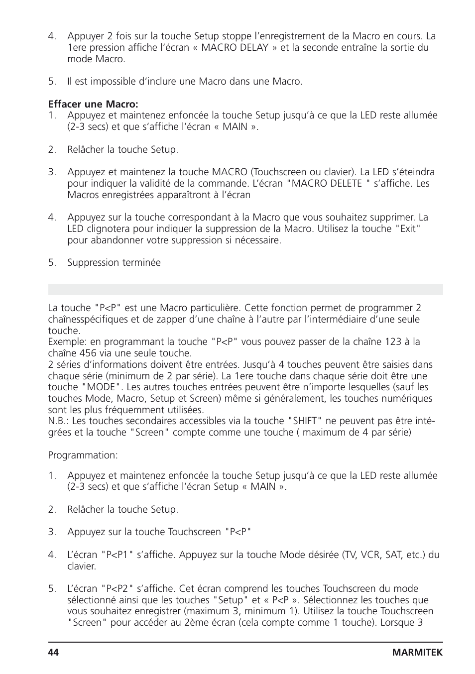 9 touche de zapping entre 2 chaînes déterminees | Marmitek 25 User Manual | Page 44 / 68