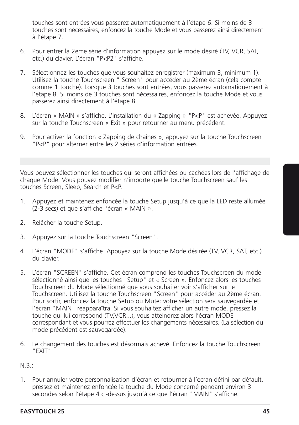 10 personnalisation de l’écran touchscreen, Français | Marmitek 25 User Manual | Page 45 / 68