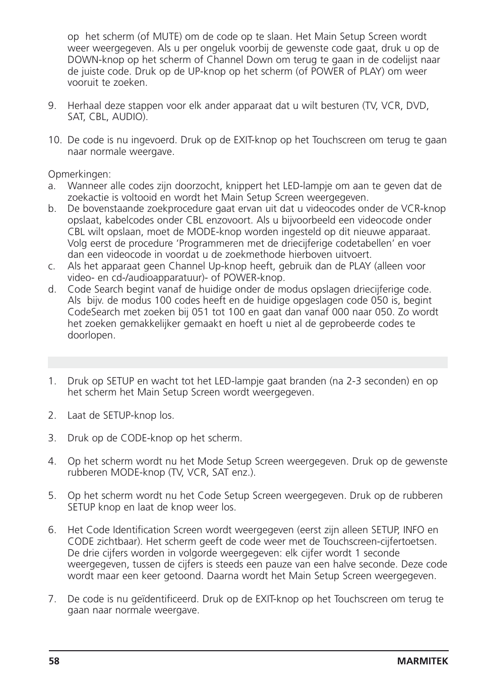 7 gevonden codes identificeren | Marmitek 25 User Manual | Page 58 / 68