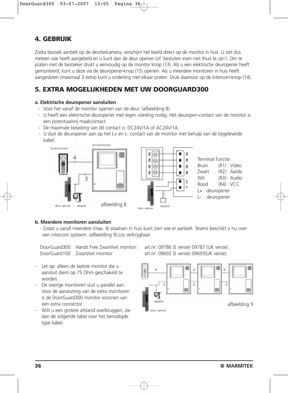 Gebruik, Extra mogelijkheden met uw doorguard300 | Marmitek DOORGUARD300TM User Manual | Page 36 / 40