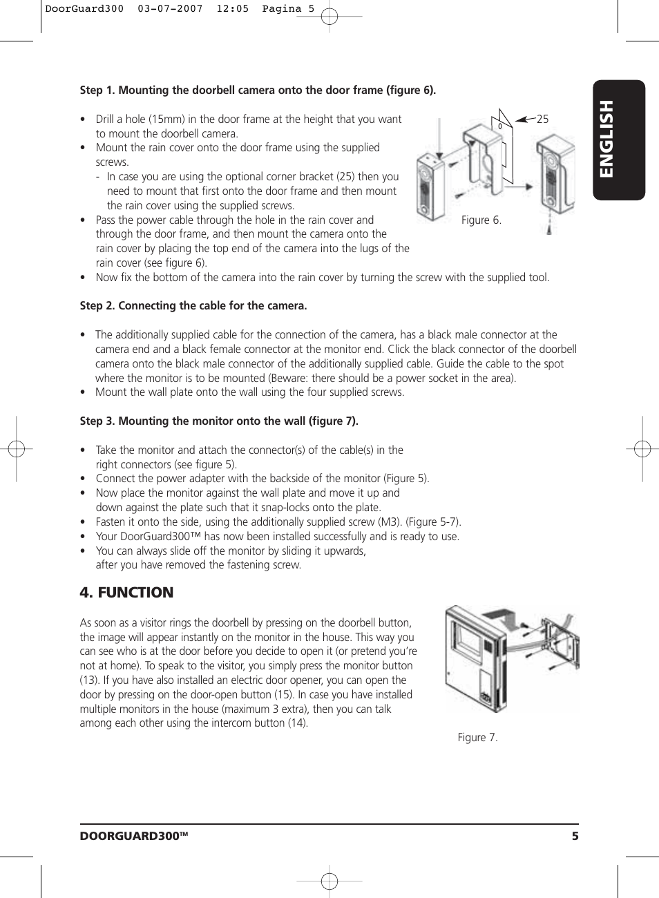 English, Function | Marmitek DOORGUARD300TM User Manual | Page 5 / 40