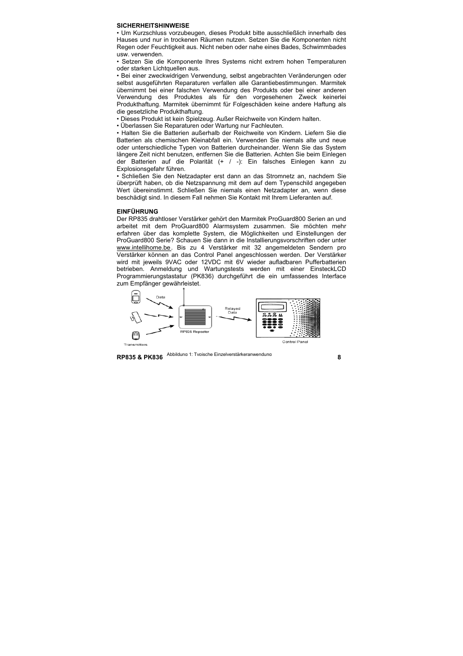 Gebrauchsanleitung | Marmitek PROGUARD800 Series RP835 User Manual | Page 8 / 40