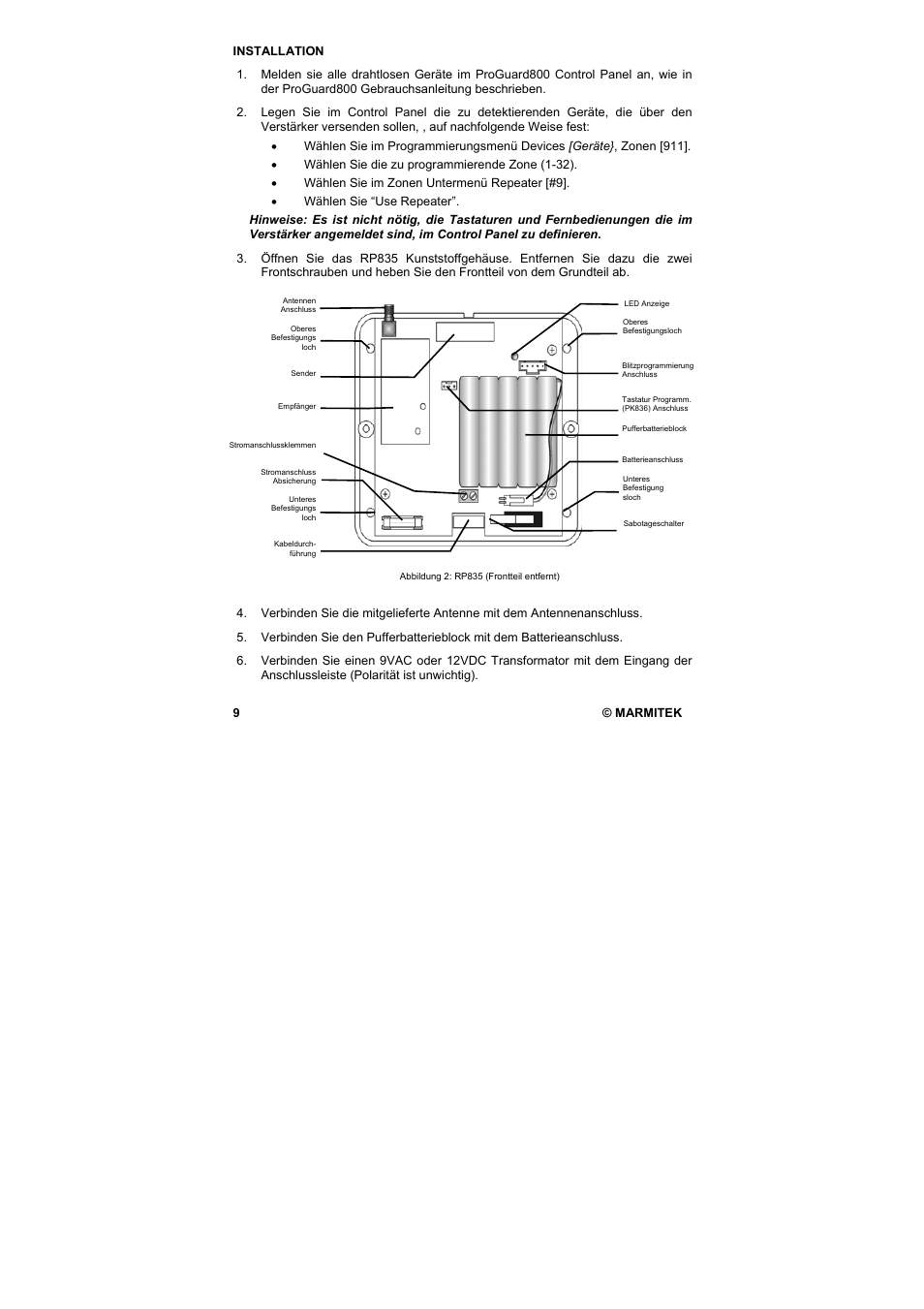 Marmitek PROGUARD800 Series RP835 User Manual | Page 9 / 40