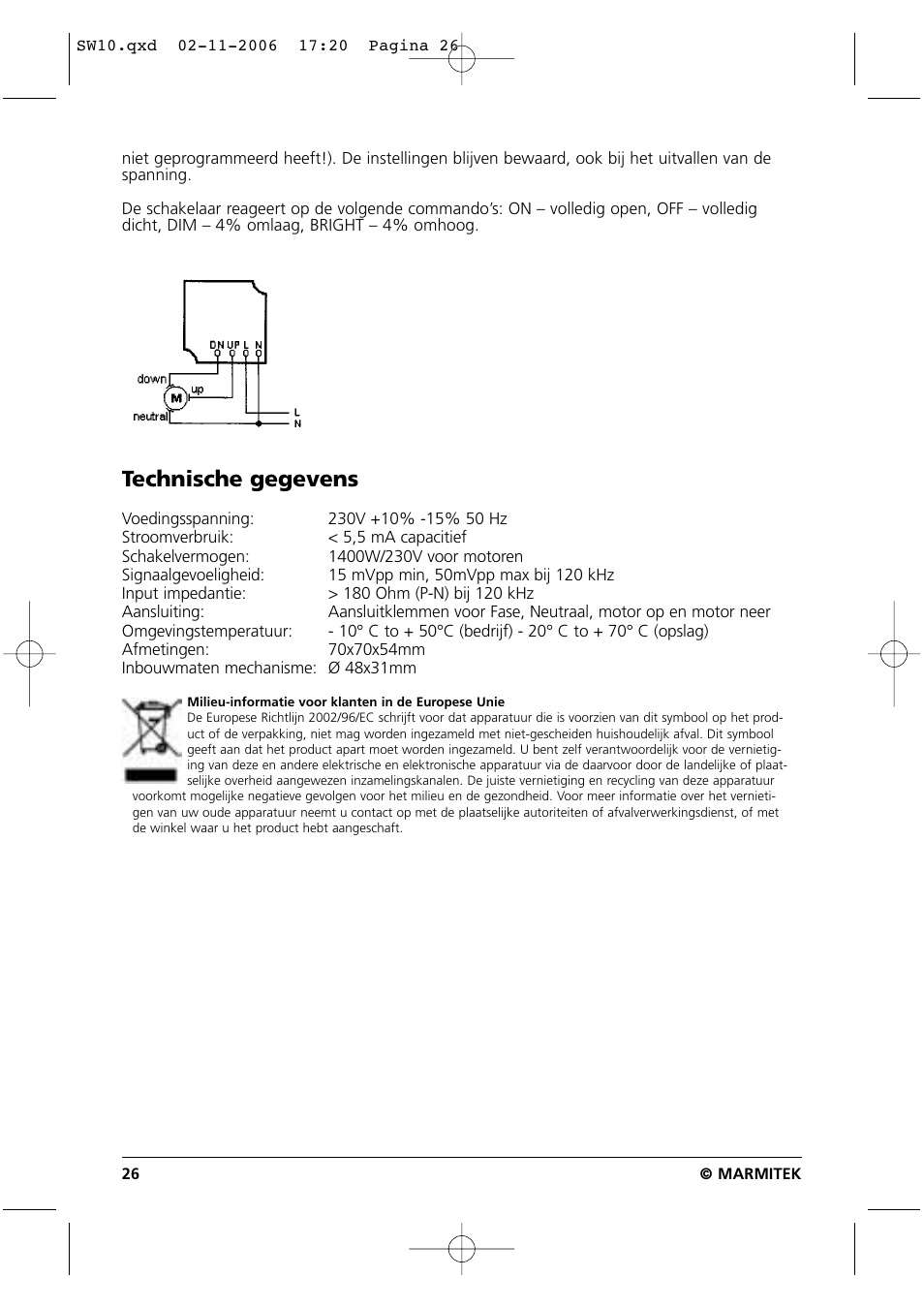 Technische gegevens | Marmitek SW10 User Manual | Page 26 / 28