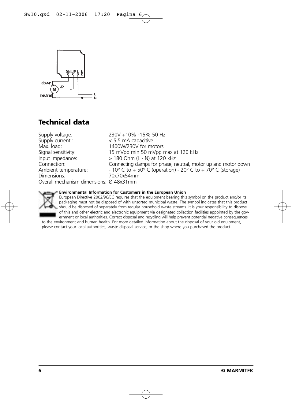 Technical data | Marmitek SW10 User Manual | Page 6 / 28