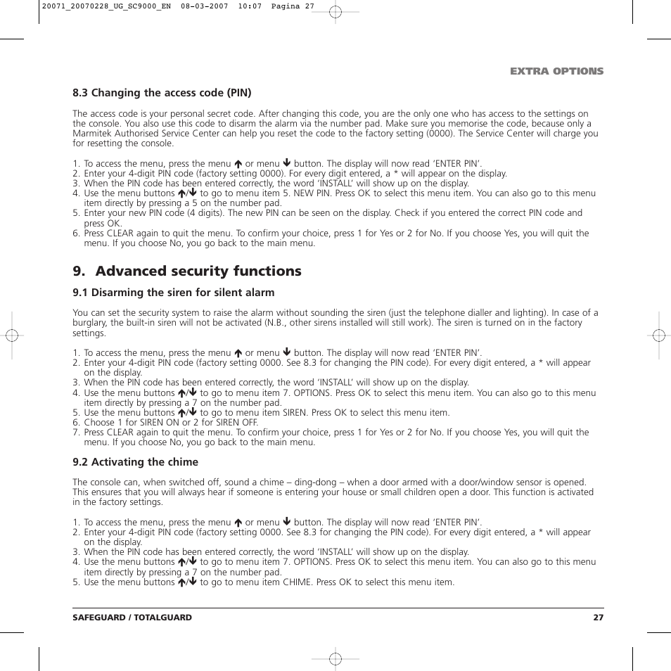 Advanced security functions | Marmitek TOTALGUARD User Manual | Page 27 / 40