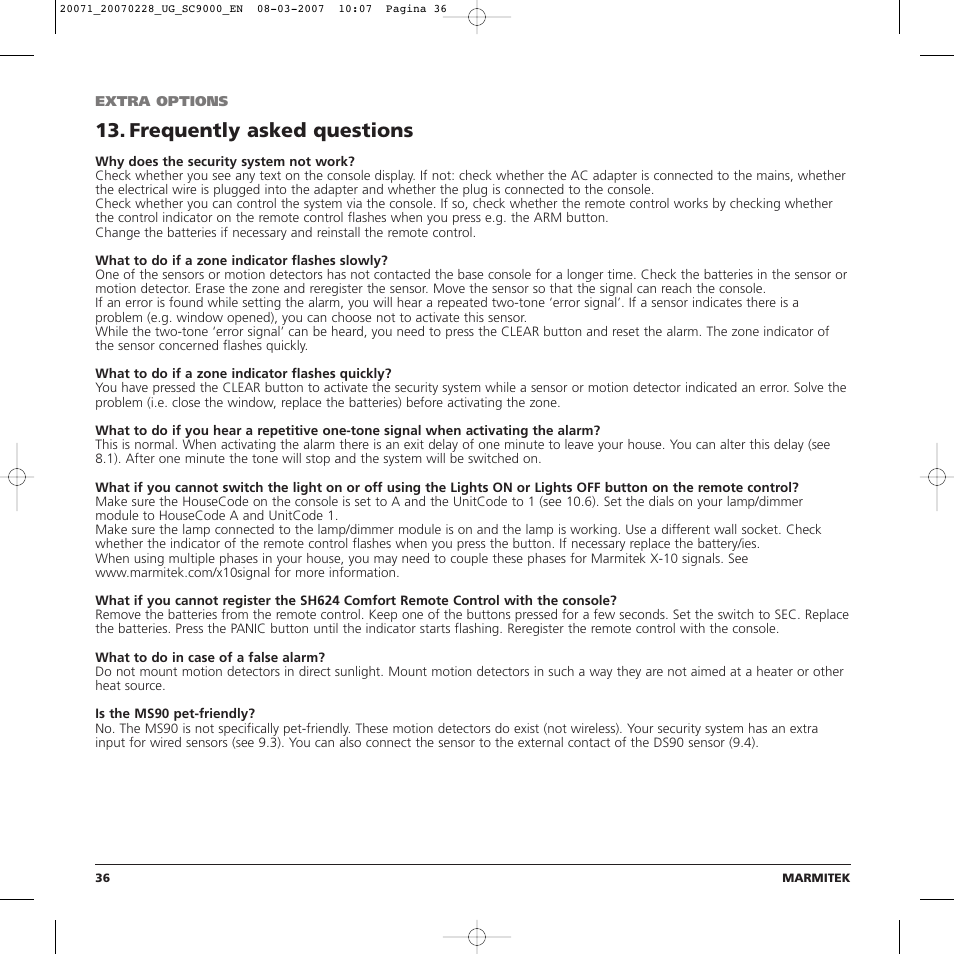 Frequently asked questions | Marmitek TOTALGUARD User Manual | Page 36 / 40