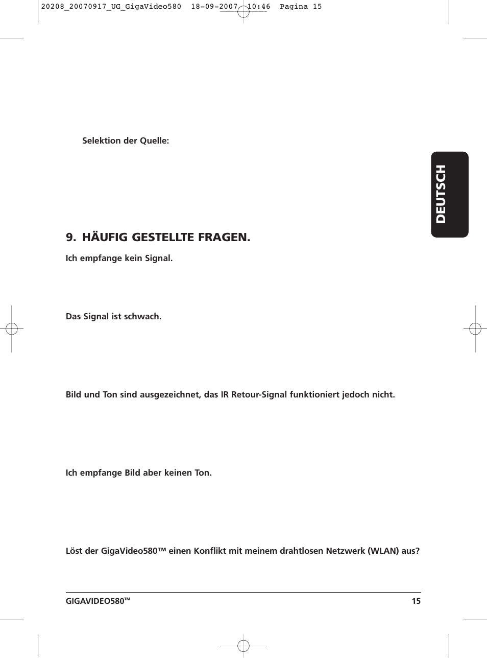 Deutsch, Häufig gestellte fragen | Marmitek 580 User Manual | Page 15 / 52