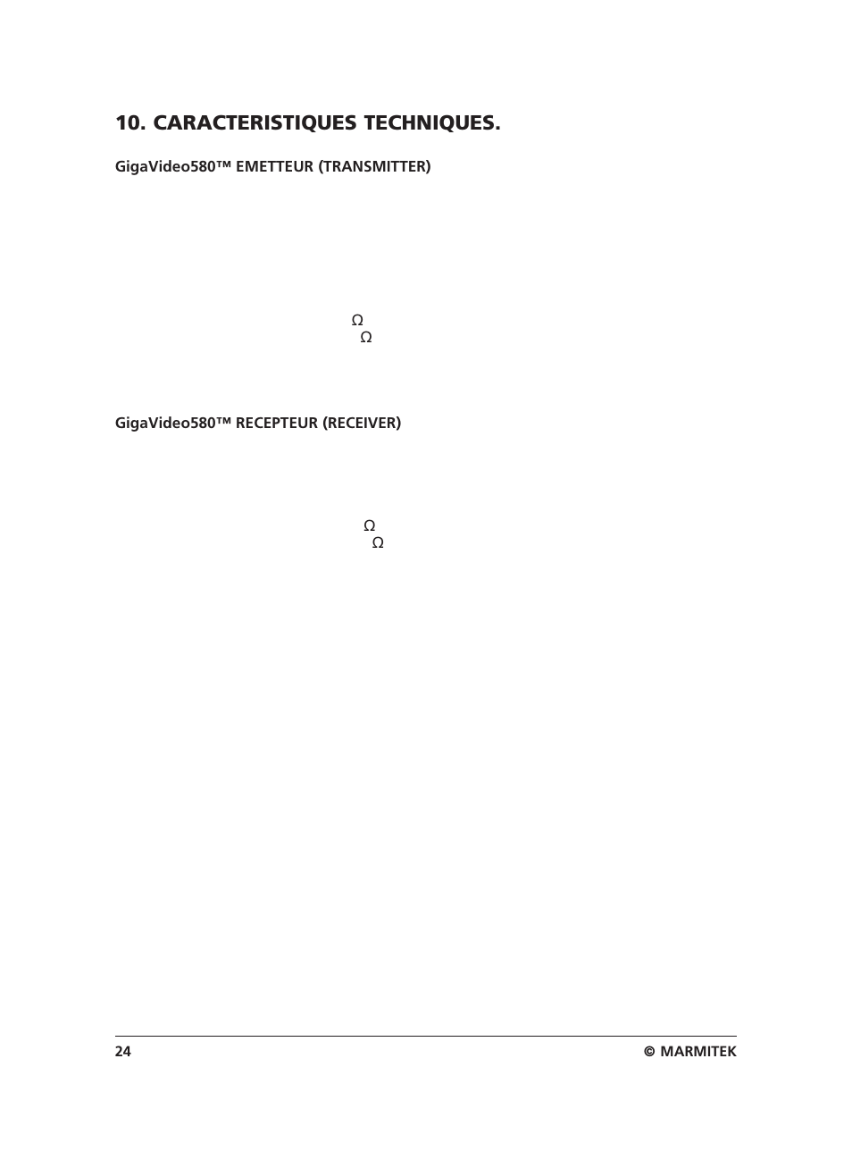 Caracteristiques techniques | Marmitek 580 User Manual | Page 24 / 52