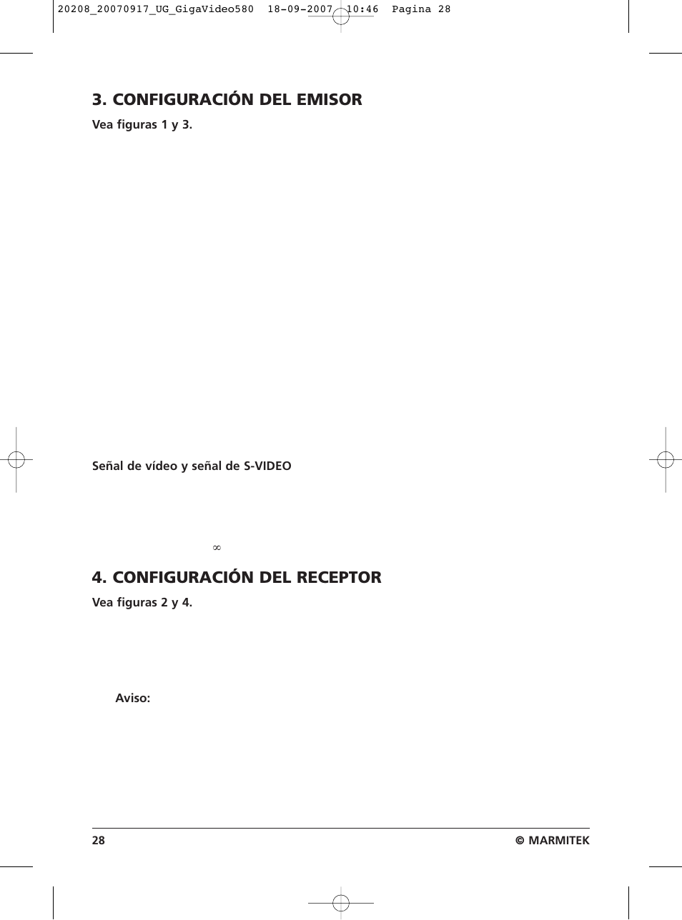 Configuración del emisor, Configuración del receptor | Marmitek 580 User Manual | Page 28 / 52