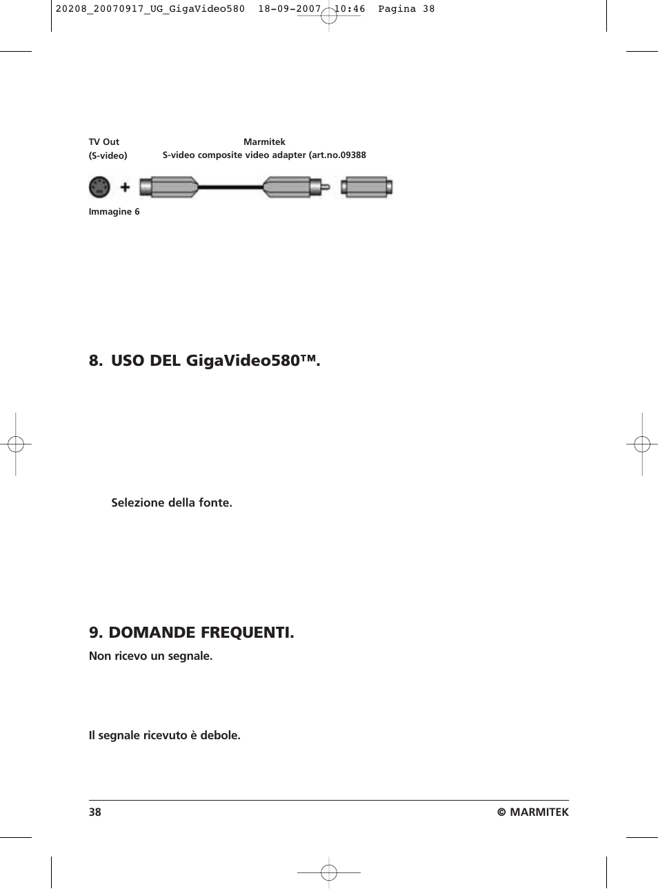 Uso del gigavideo580, Domande frequenti | Marmitek 580 User Manual | Page 38 / 52