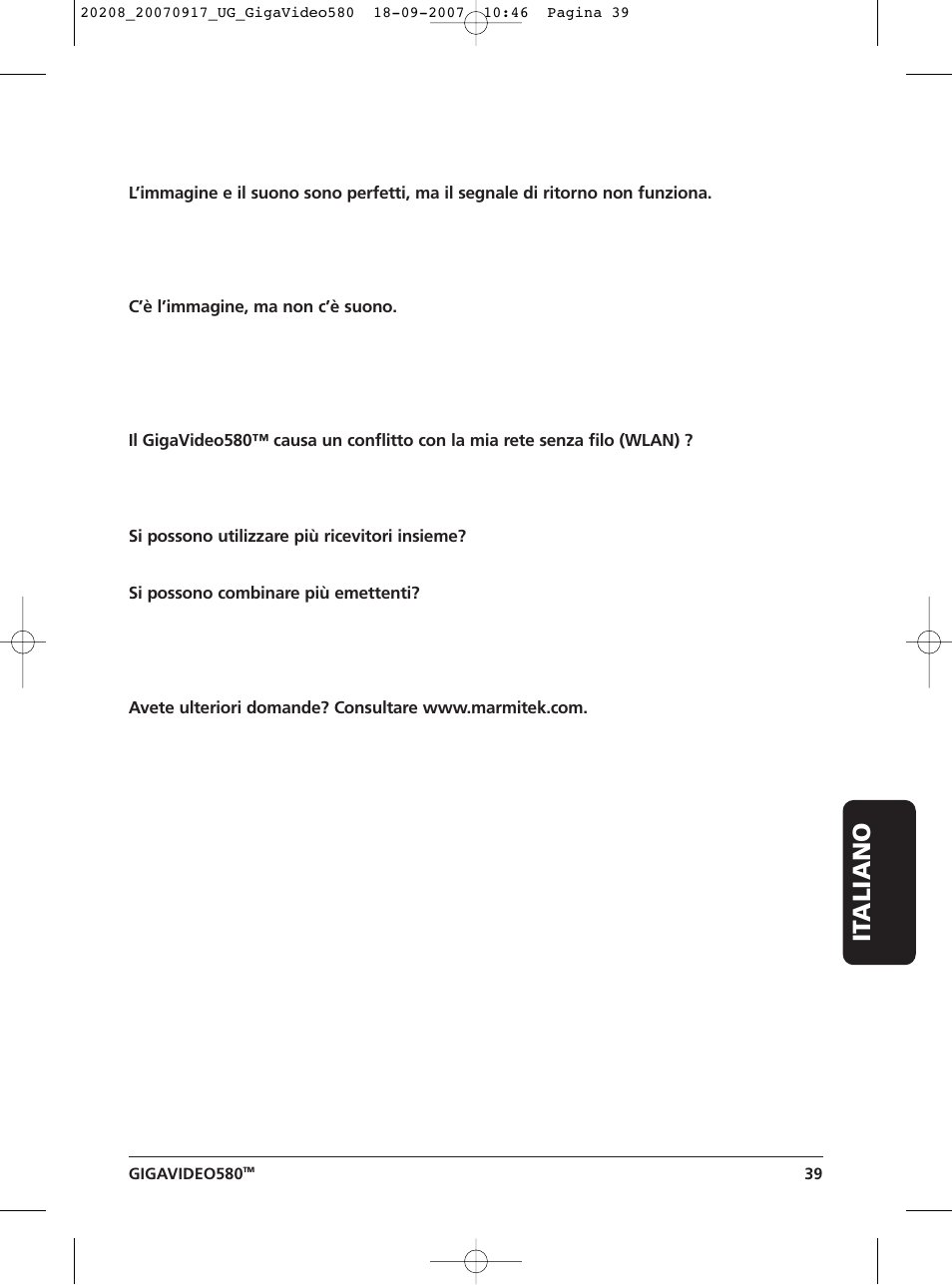 It aliano | Marmitek 580 User Manual | Page 39 / 52
