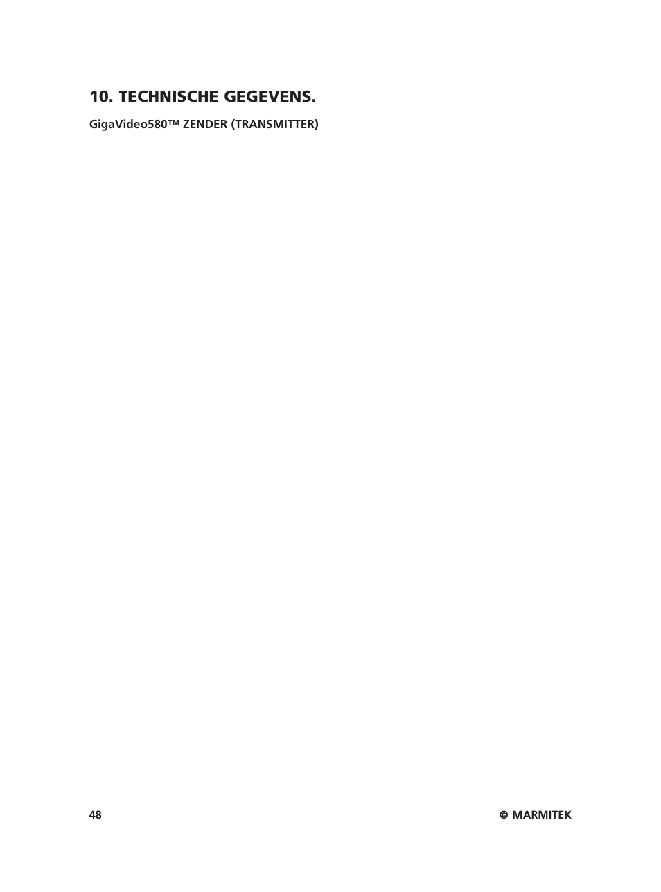 Technische gegevens | Marmitek 580 User Manual | Page 48 / 52