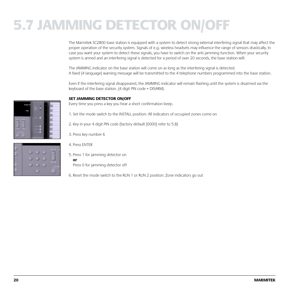 7 jamming detector on/off | Marmitek MS9770 User Manual | Page 20 / 36