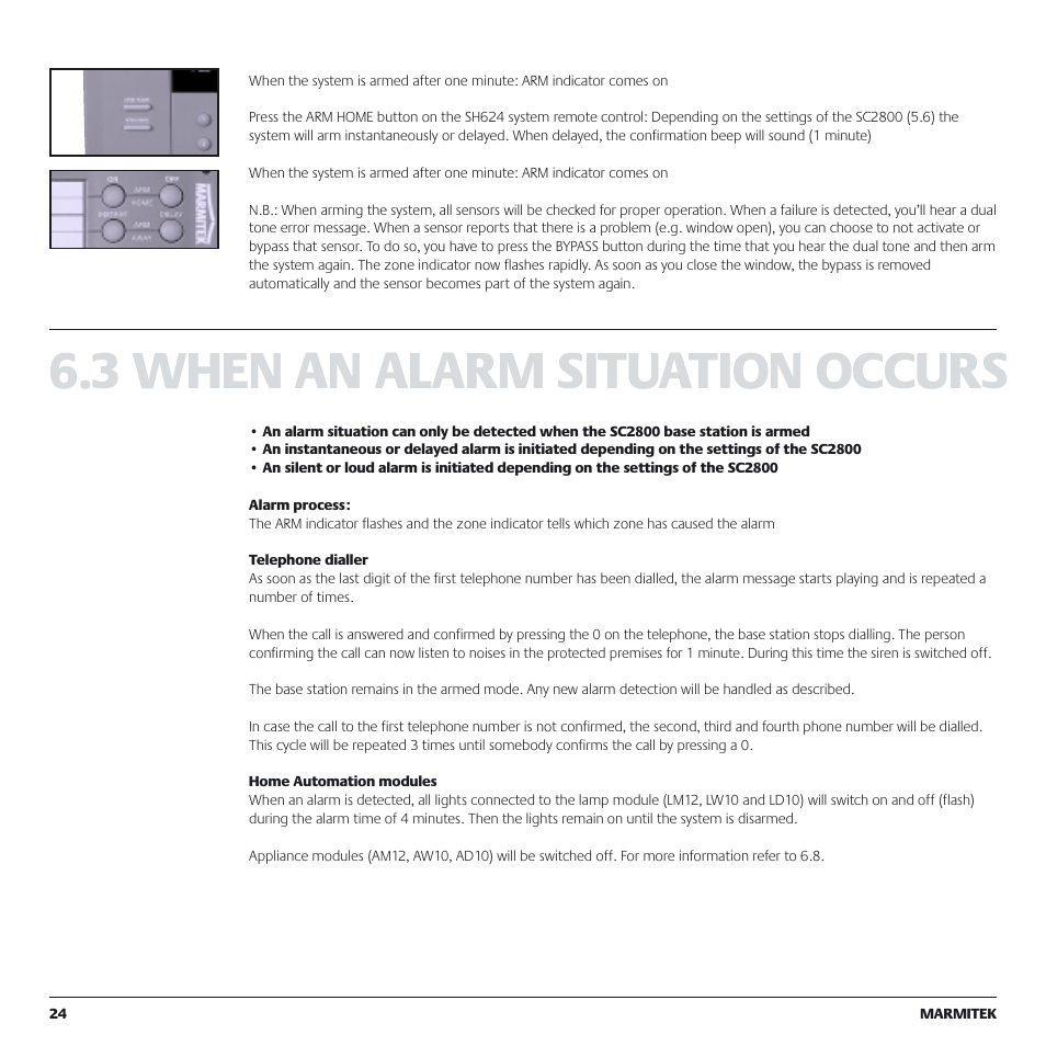 3 when an alarm situation occurs | Marmitek MS9770 User Manual | Page 24 / 36
