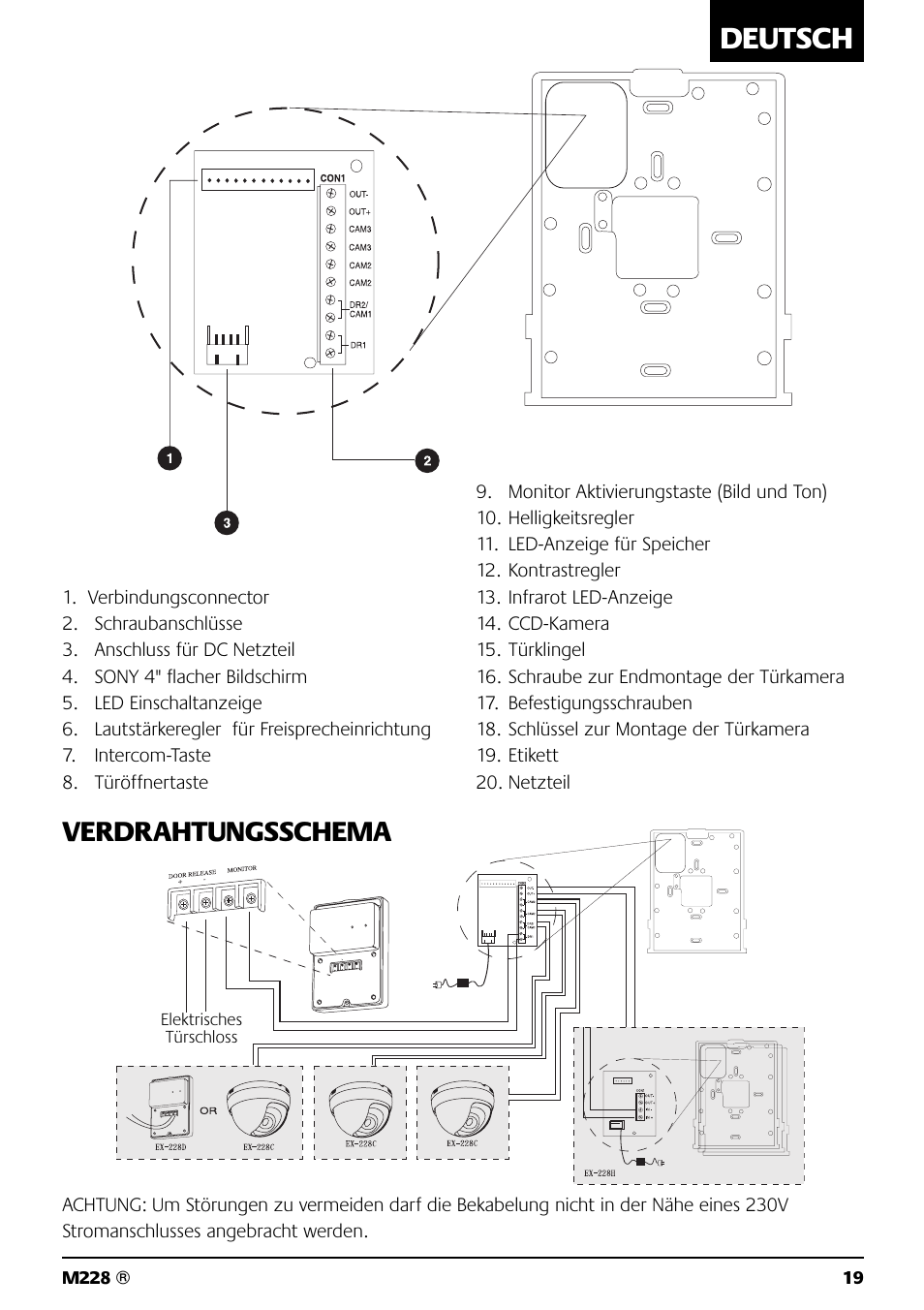 Deutsch, Verdrahtungsschema | Marmitek M228 User Manual | Page 19 / 68