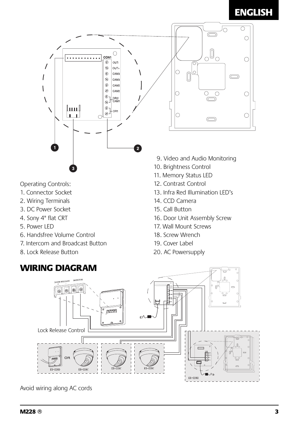 English, Wiring diagram | Marmitek M228 User Manual | Page 3 / 68