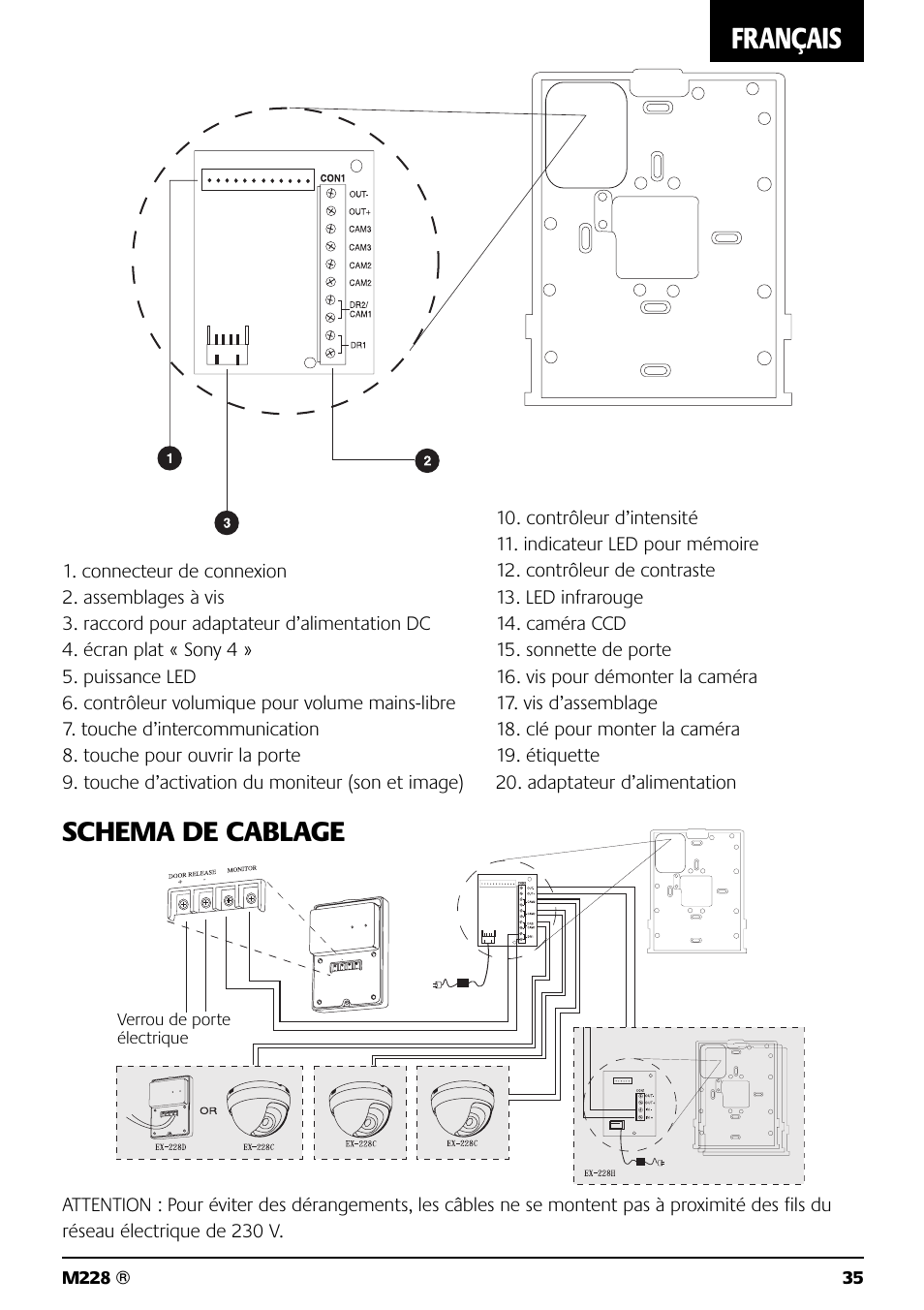 Français, Schema de cablage | Marmitek M228 User Manual | Page 35 / 68