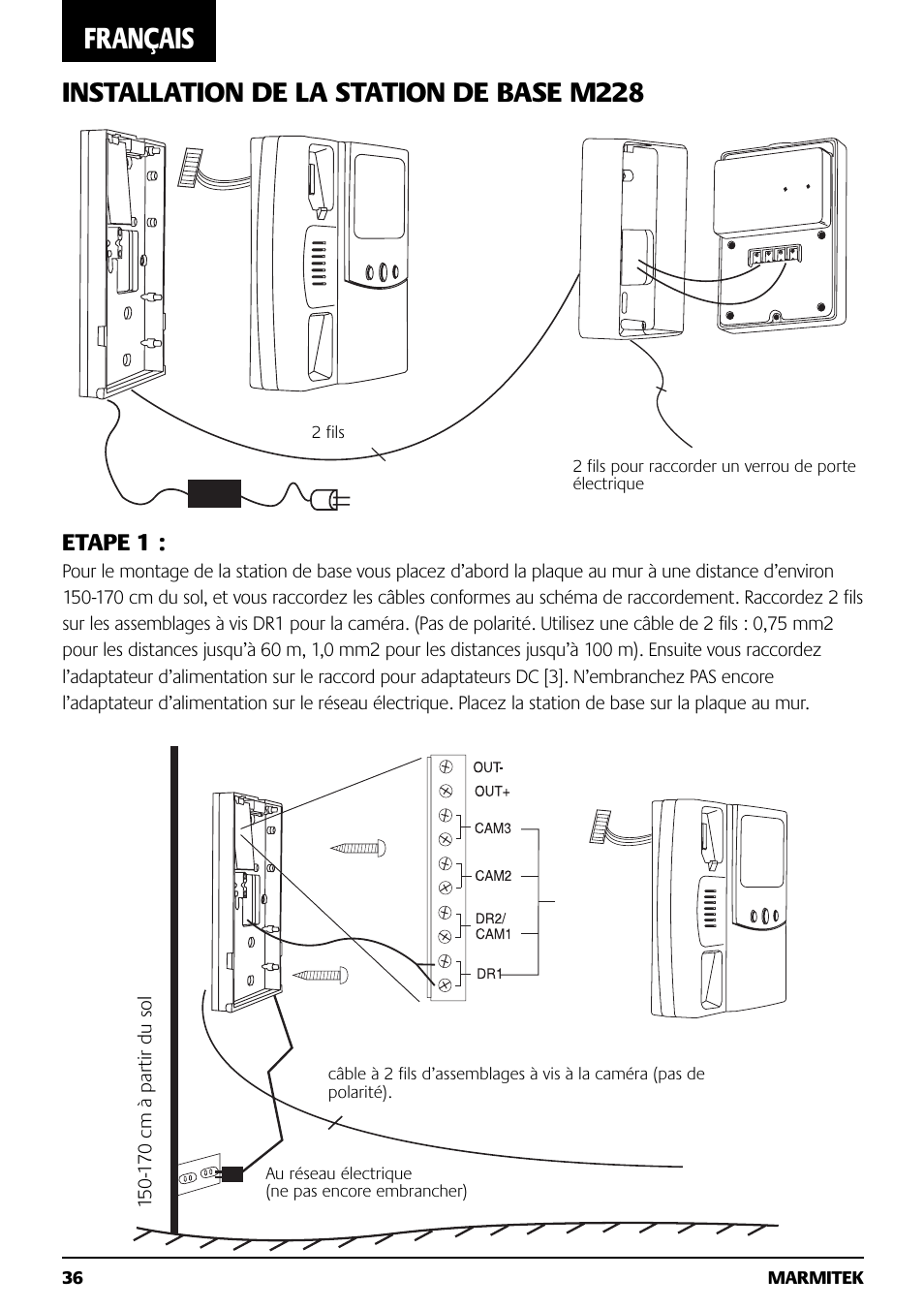 Français, Installation de la station de base m228 | Marmitek M228 User Manual | Page 36 / 68