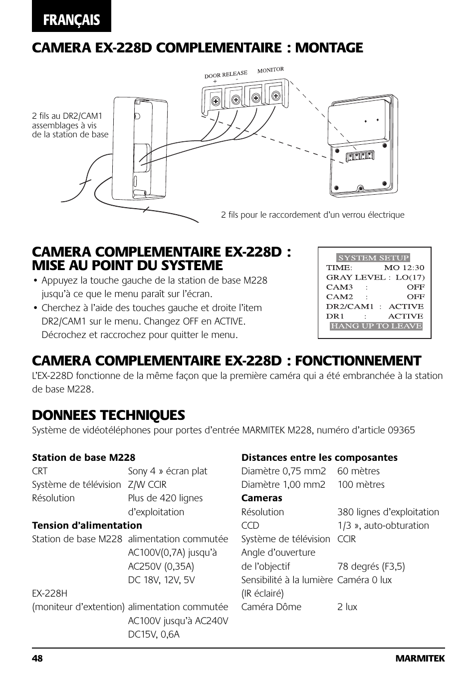 Français, Donnees techniques | Marmitek M228 User Manual | Page 48 / 68