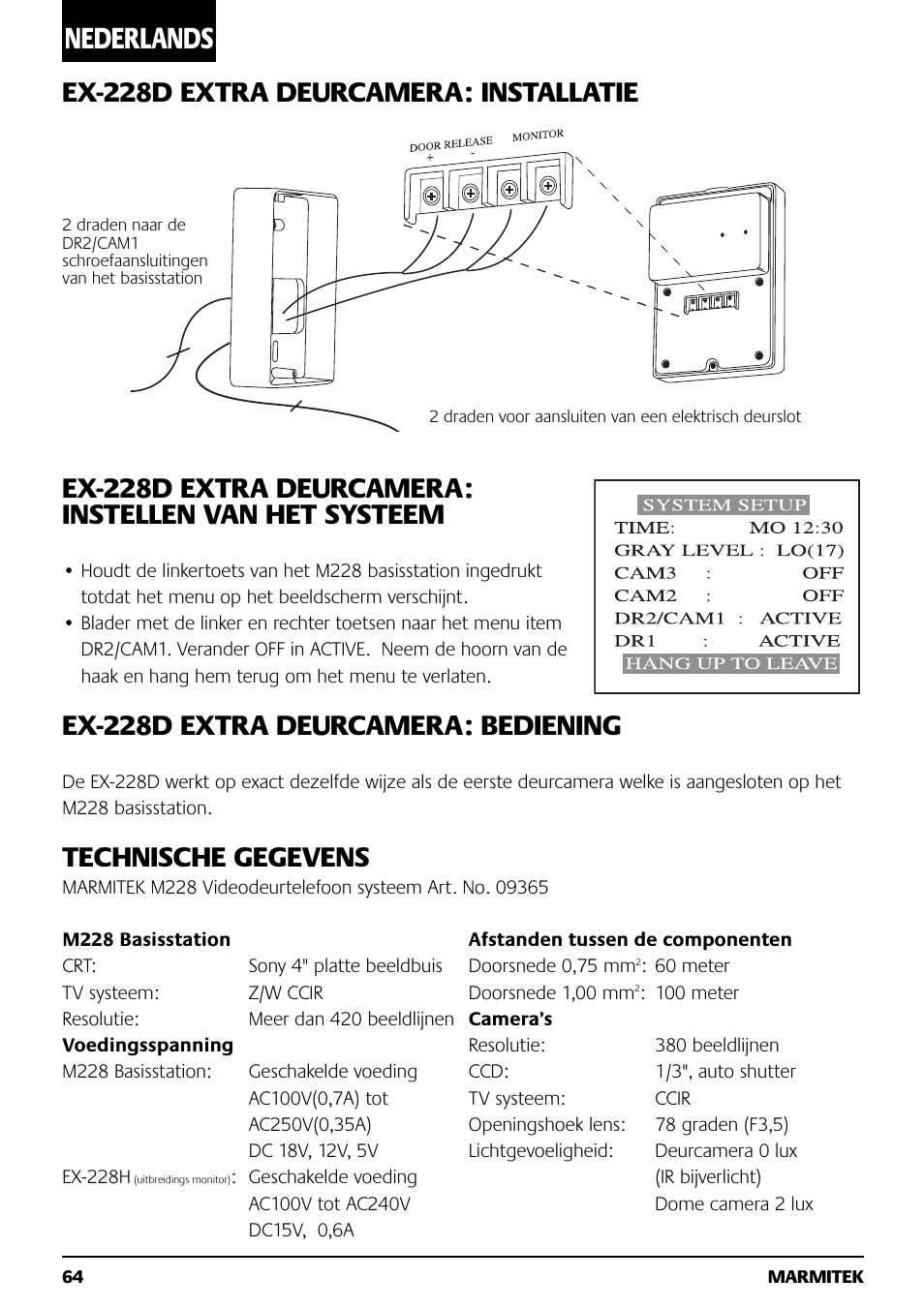 Nederlands, Technische gegevens | Marmitek M228 User Manual | Page 64 / 68