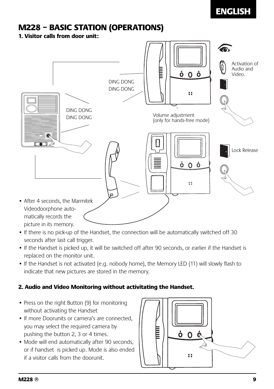 English, M228 – basic station (operations) | Marmitek M228 User Manual | Page 9 / 68