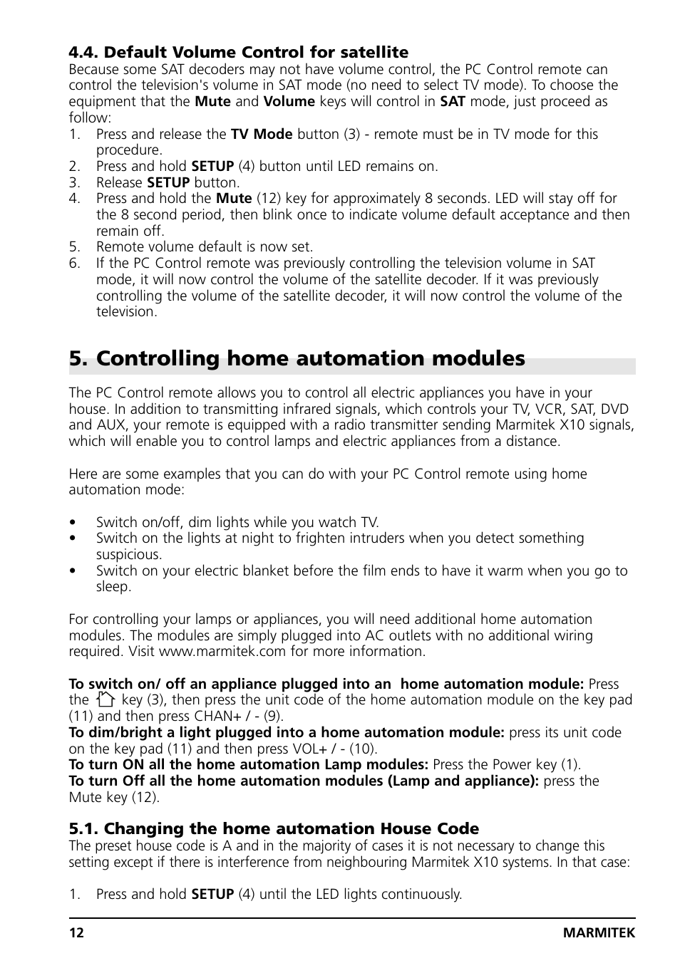 Controlling home automation modules | Marmitek PC CONTROL User Manual | Page 12 / 56