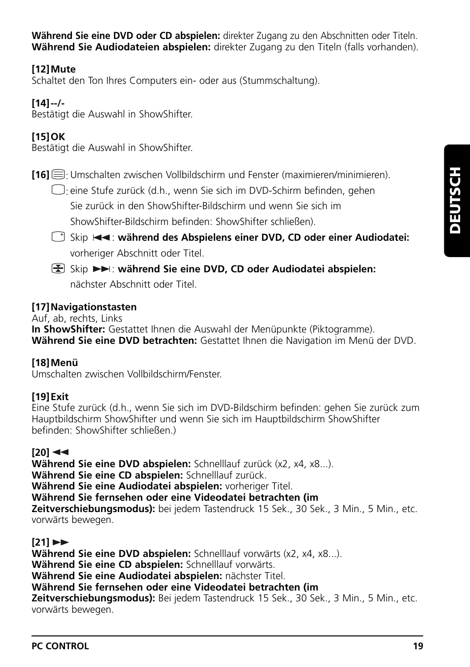 Deutsch | Marmitek PC CONTROL User Manual | Page 19 / 56